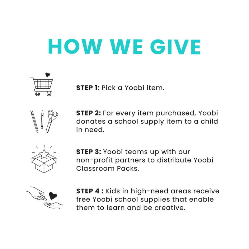 Yoobi Blue Journal | Durable Hardcover Notebook with Elastic Closure | College-Ruled, 80 Lined Sheets | Perfect for Writing, School, Work, Lists | You Buy, Yoobi Gives | 5.2" x 8.5" - Image 4